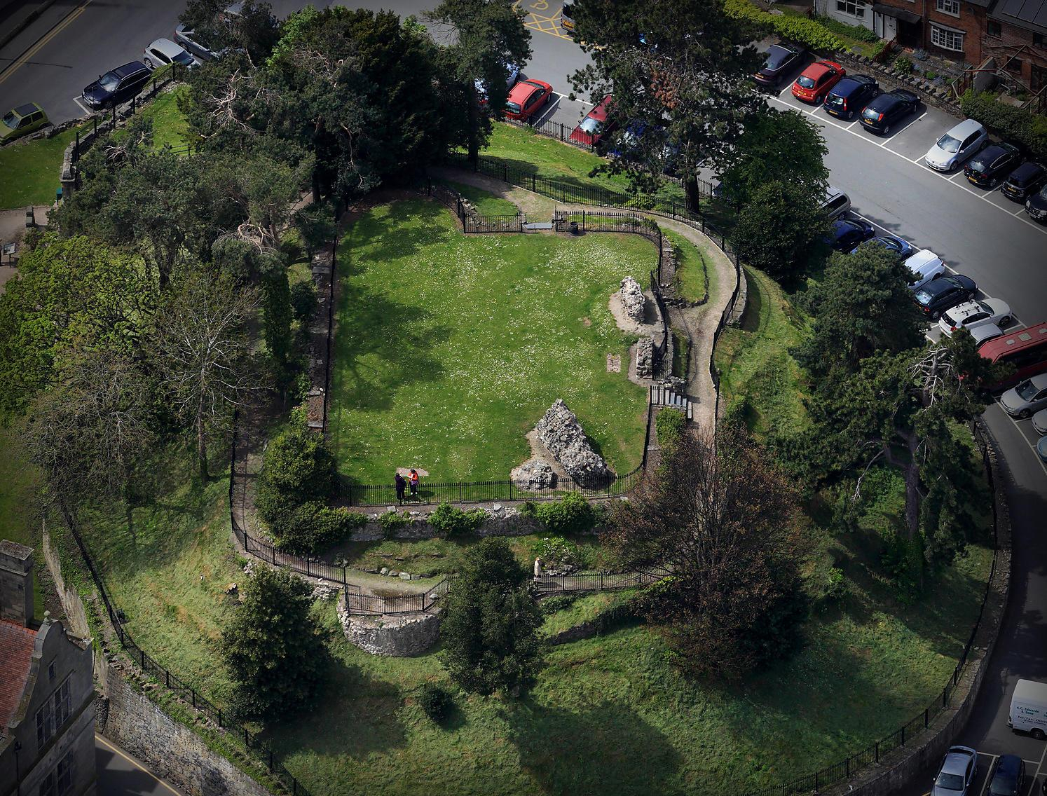 aerial photograph of Oswestry Castle, Shropshire UK.